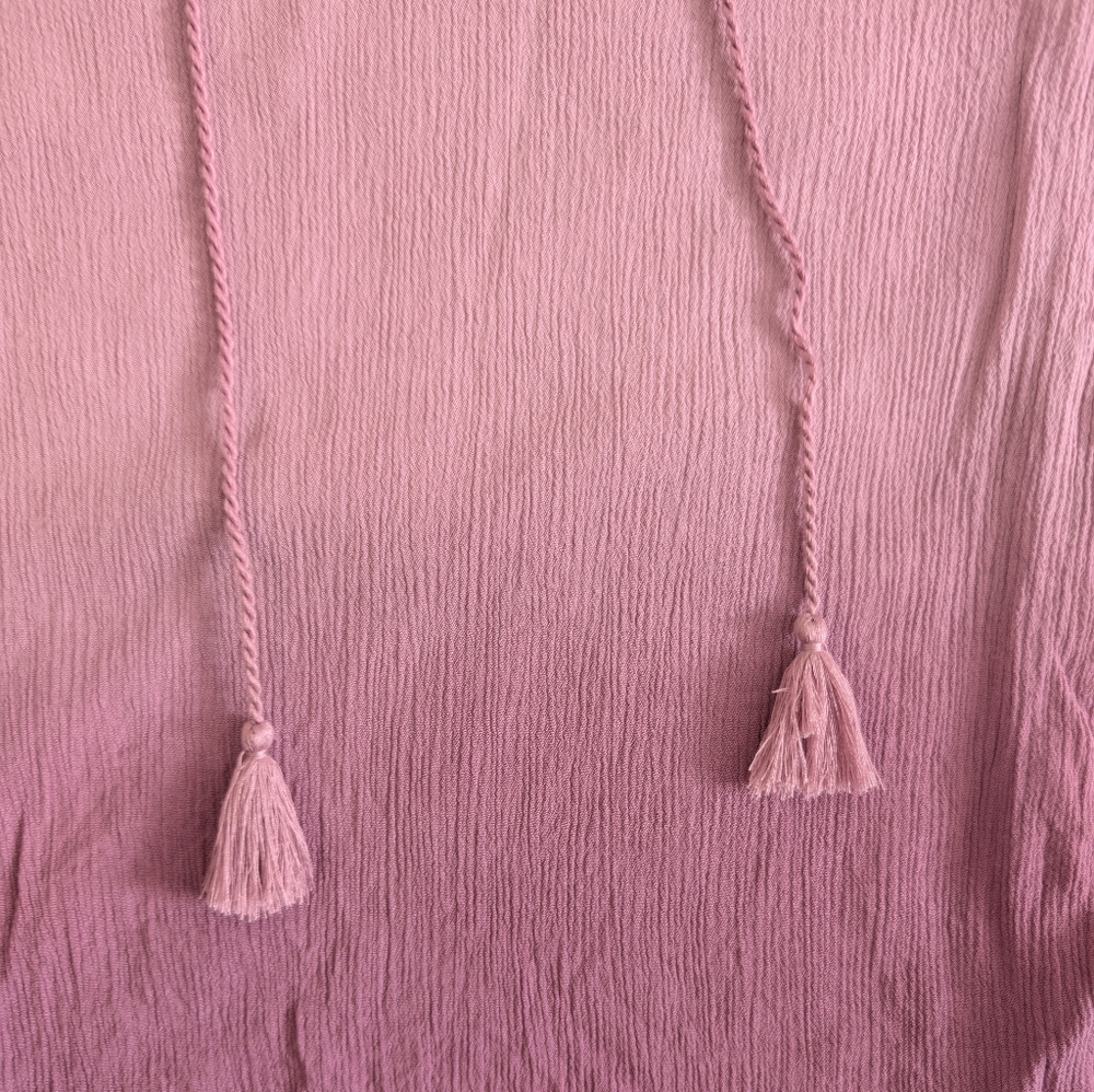 Purple Ombre Tassel Tie Neck Peasant Boho Top Blouse Sz M Festival Summer Spring image 5